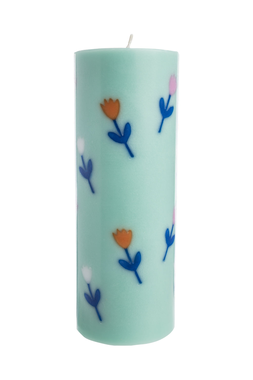 Handgearbeitete Stumpenkerze GLUMI FLOWER, Ø 7,5 x 20 cm