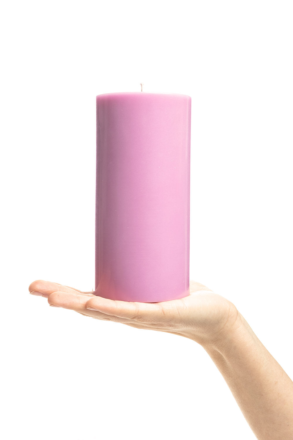 Handgearbeitete Stumpenkerze GLUMI pink, Ø 7,5 x 15 cm