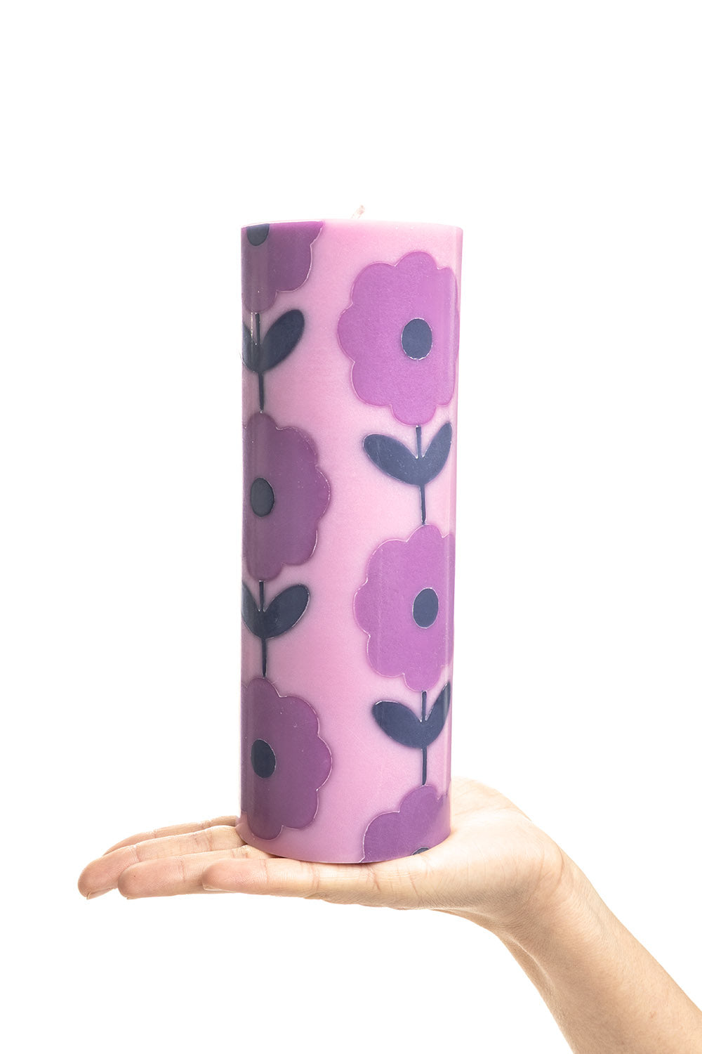 Handgearbeitete Stumpenkerze GLUMI FLOWER, Ø 7,5 x 20 cm