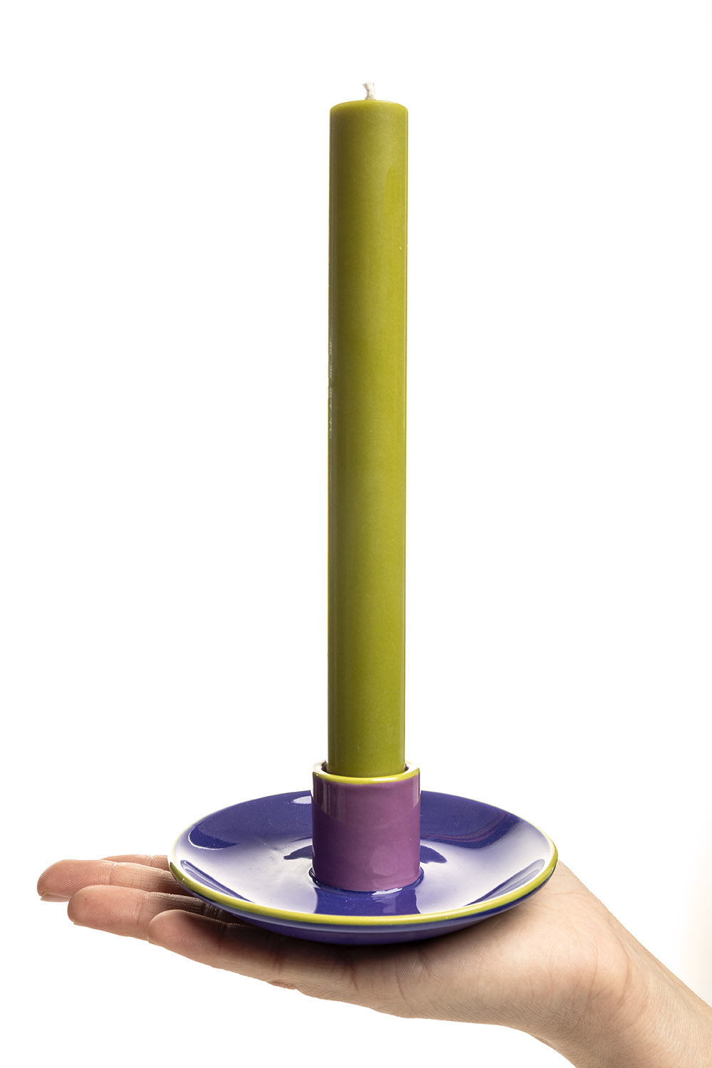 Kerzenhalter COLOURI Blau mit Kerze