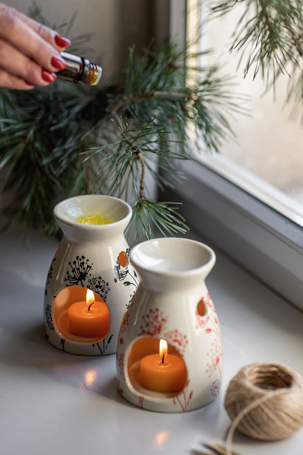 Aroma oil lamp FLORAL red