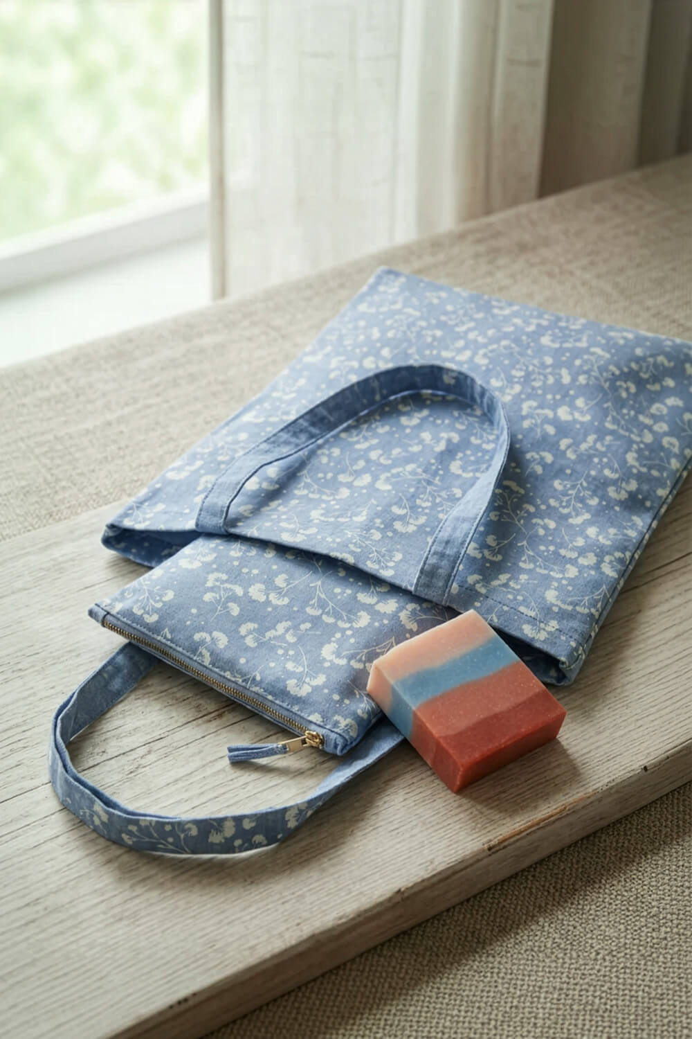 BLOSSOM CHARM Set | Cosmetic Bag, Fabric Pouch & Soap