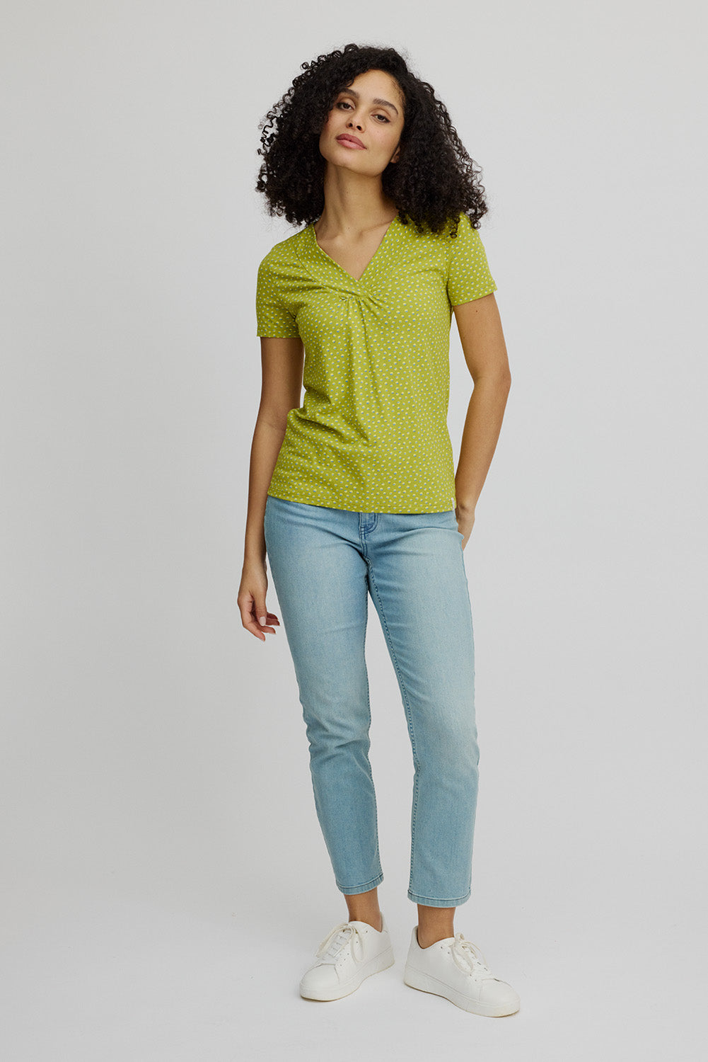 Jersey shirt with V-neck