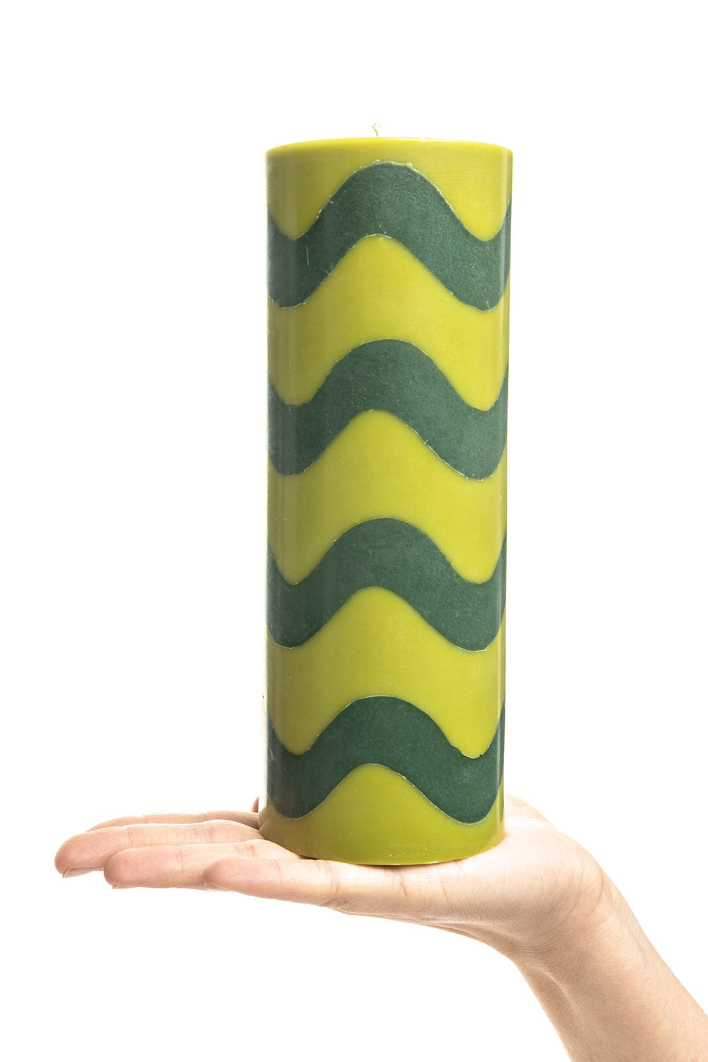 Handgearbeitete Stumpenkerze GLUMI WAVE, Ø 7,5 x 20 cm