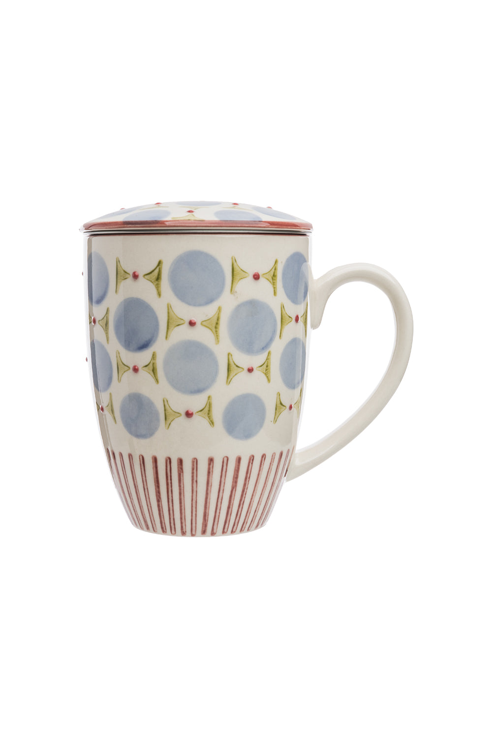 Tasse mit Teesieb RETROFLORIA, handgestempelt