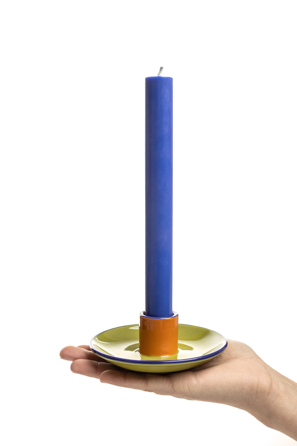 Kerzenhalter COLOURI Grün mit Kerze