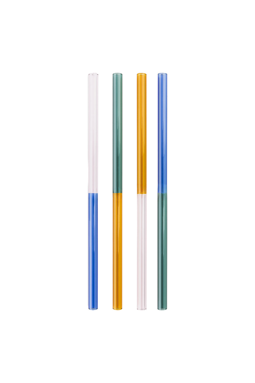 Strohhalme RAIINBOW 4er-Set Blau – Borosilikatglas