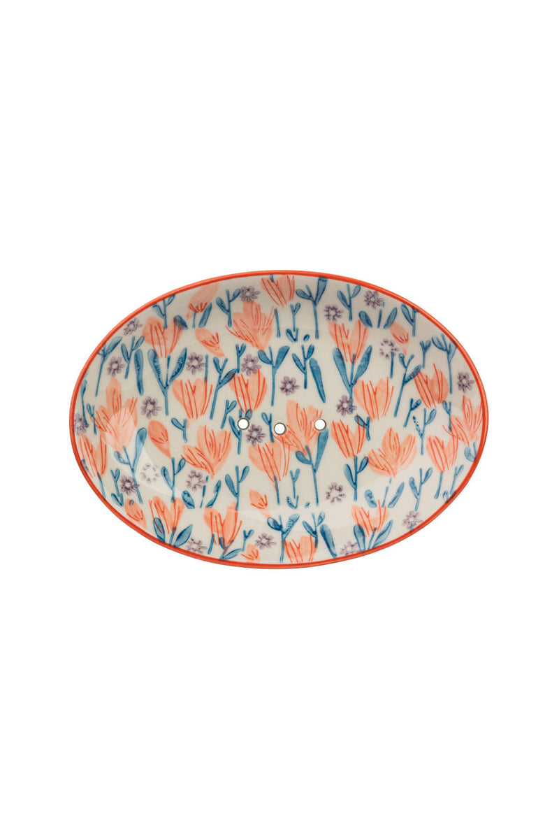 Tranquillo Seifenschale Floral Oval Aus Steingut Mit Gelbem