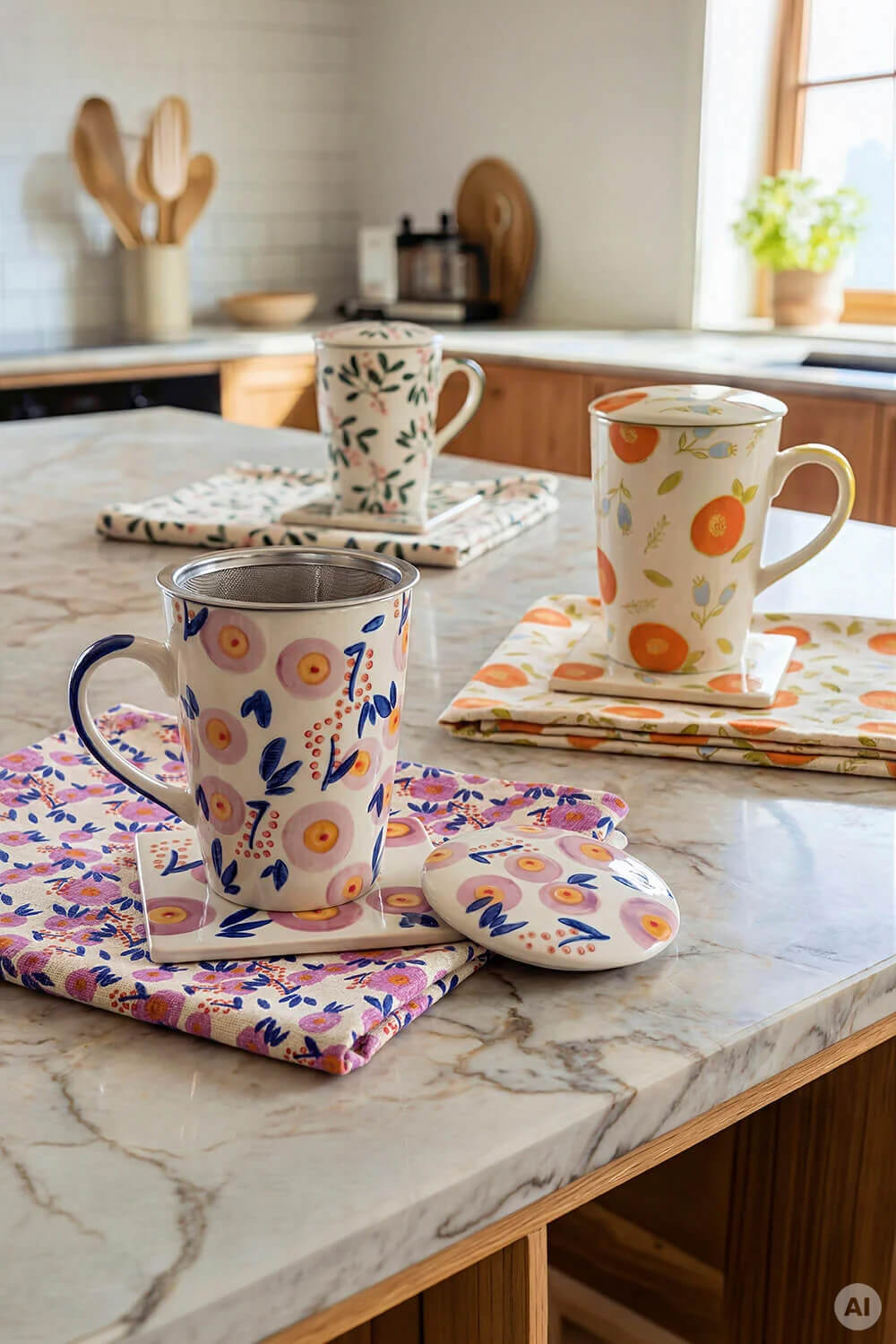 Tasse mit Teesieb VINTAGE GARDEN rose