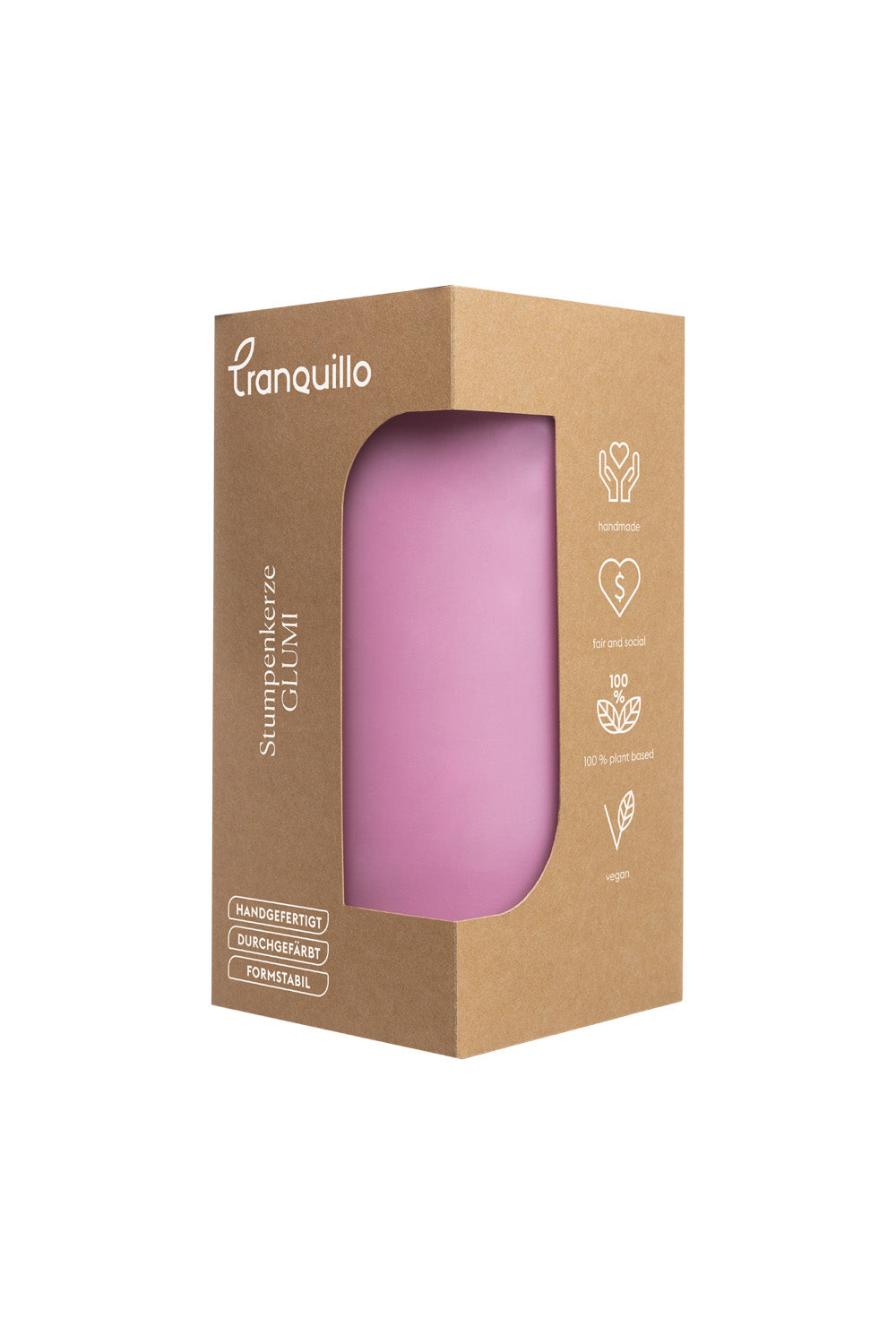 Handgearbeitete Stumpenkerze GLUMI pink, Ø 7,5 x 15 cm