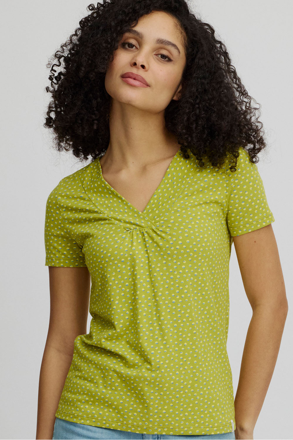 Jersey shirt with V-neck