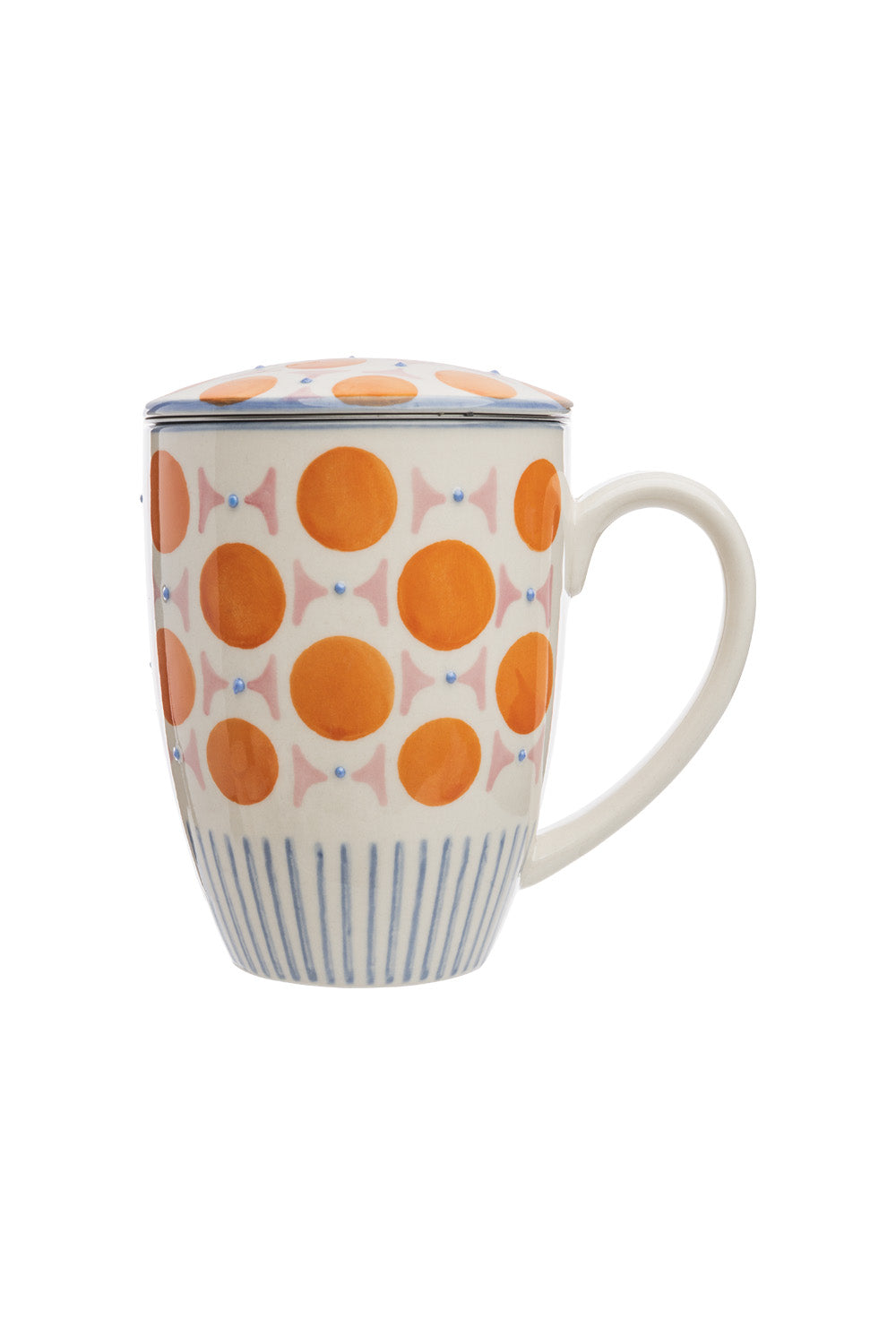 Tasse mit Teesieb RETROFLORIA, handgestempelt