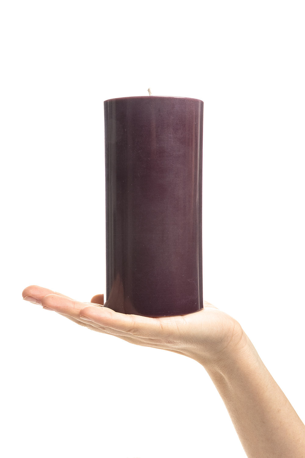 Handgearbeitete Stumpenkerze GLUMI wine red, Ø 7,5 x 15 cm