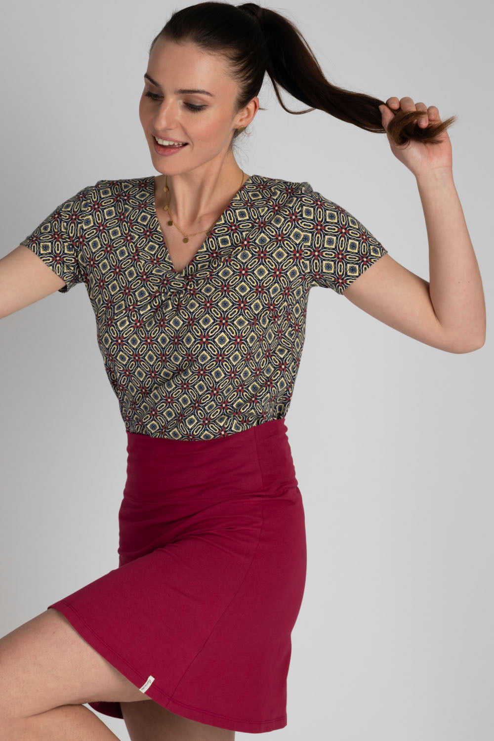 Jersey shirt with V-neck