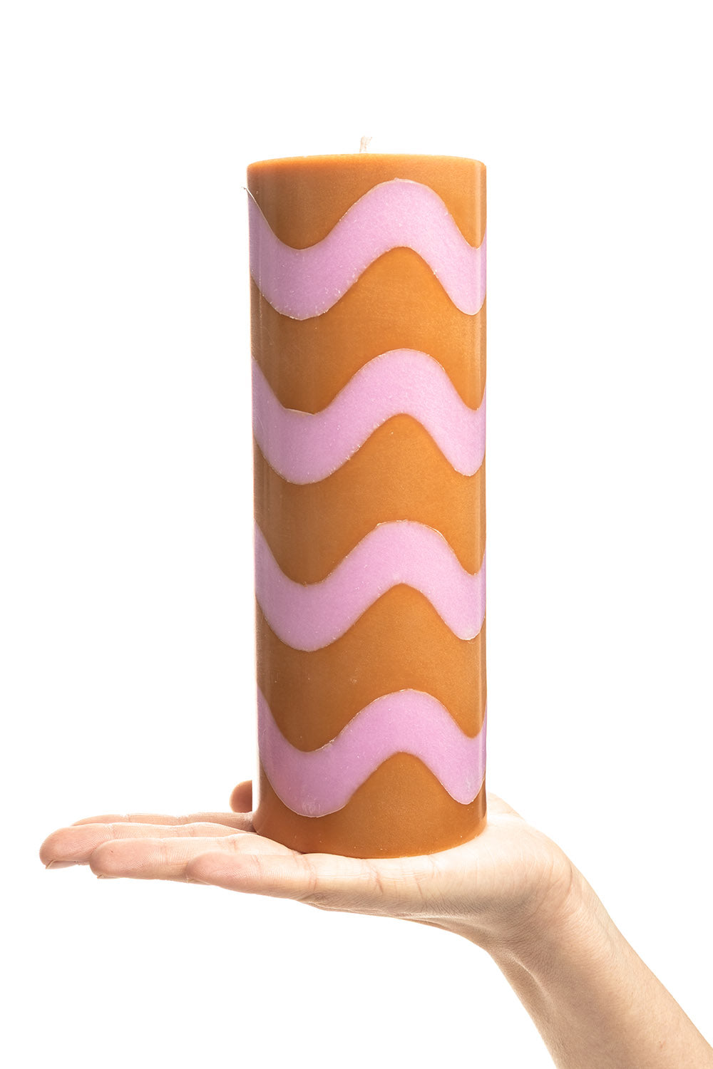 Handgearbeitete Stumpenkerze GLUMI WAVE, Ø 7,5 x 20 cm
