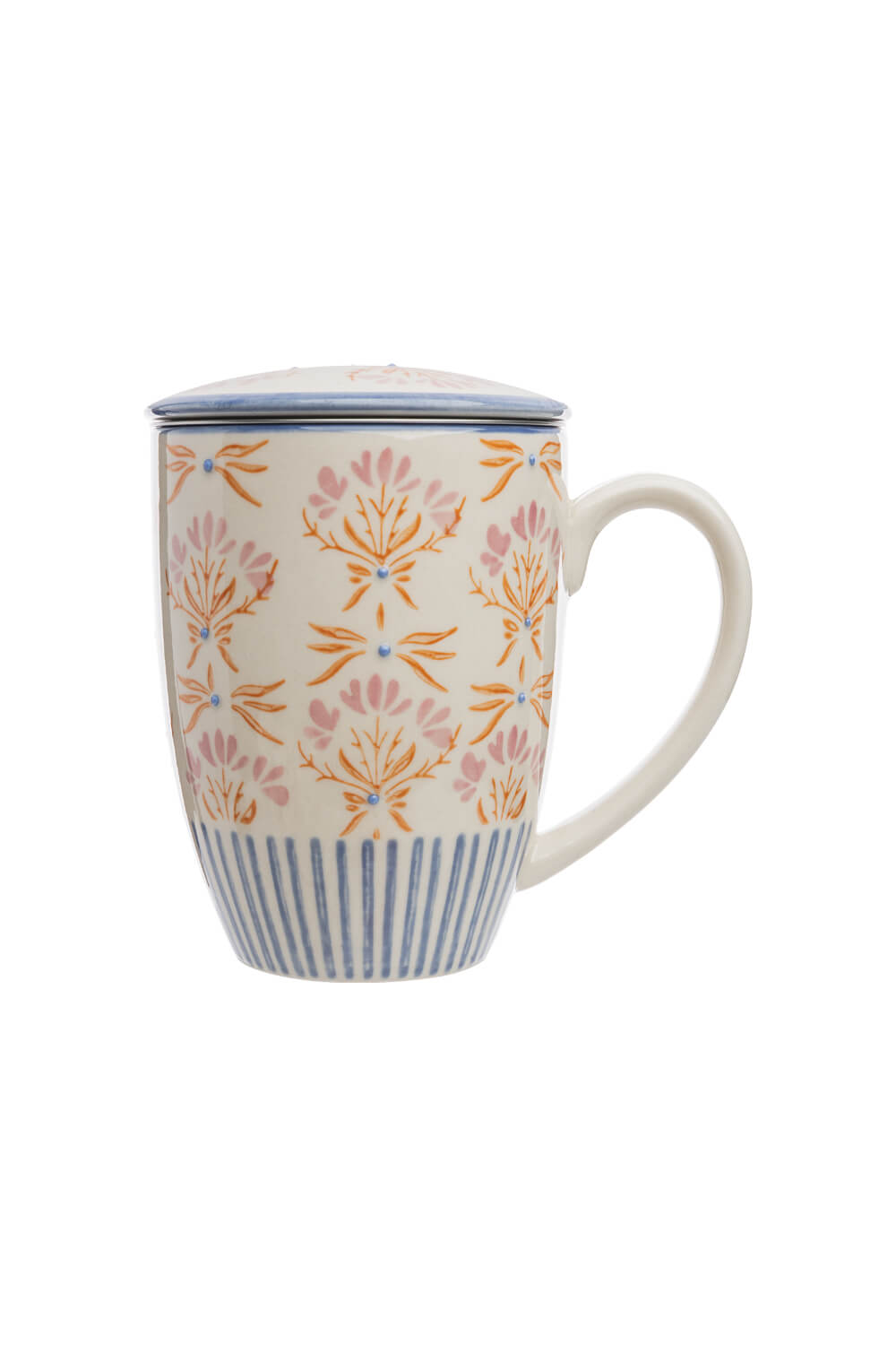 Tasse mit Teesieb RETROFLORIA, handgestempelt