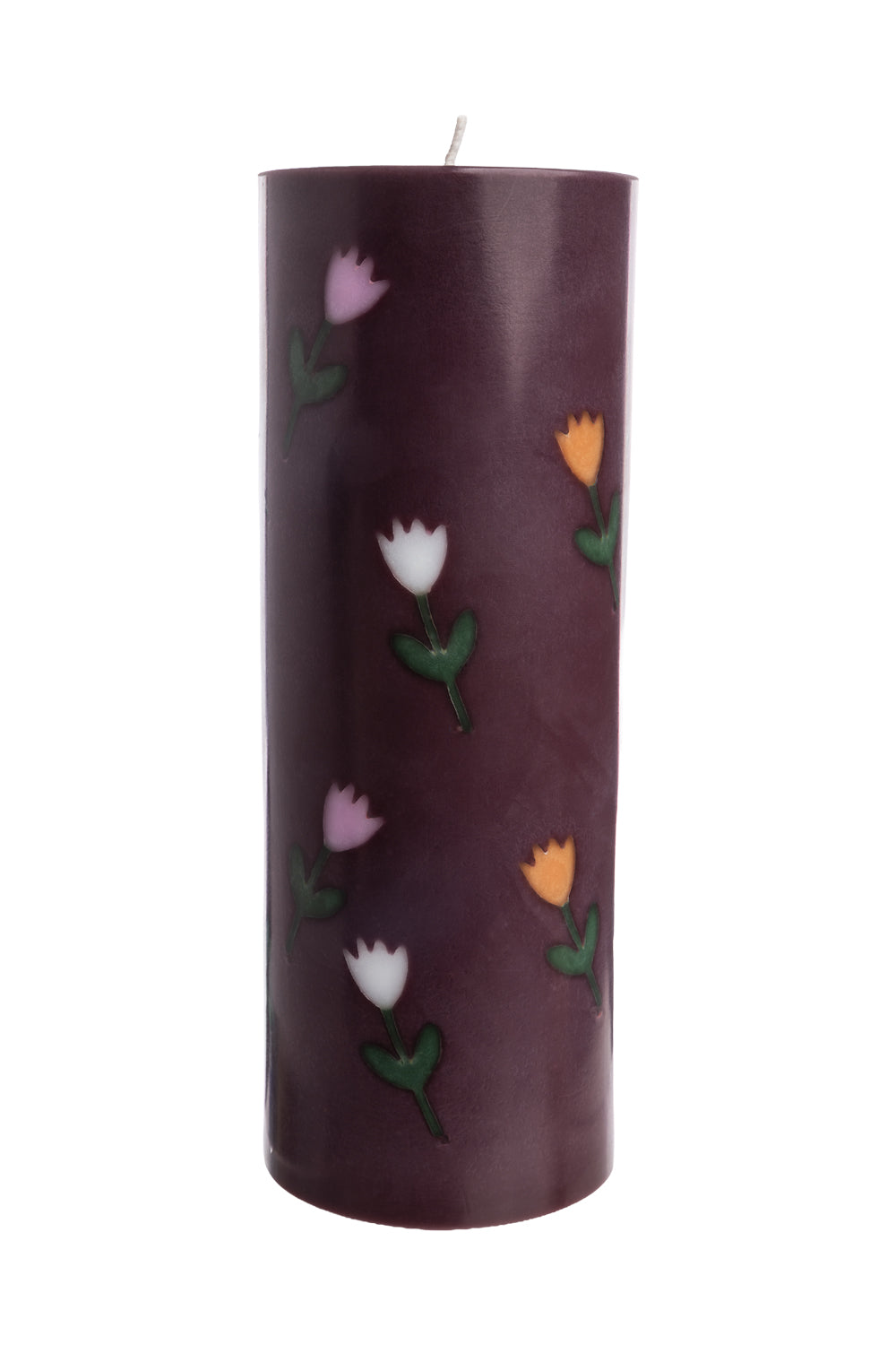 Handgearbeitete Stumpenkerze GLUMI FLOWER, Ø 7,5 x 20 cm