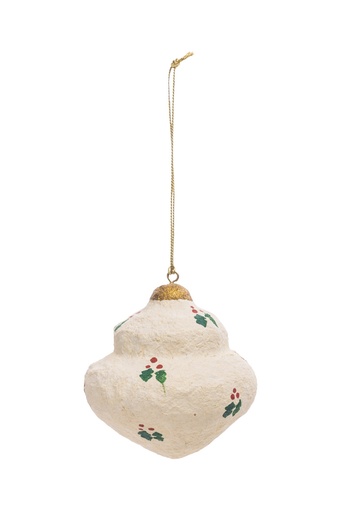 COTTON MACHE ORNAMENT HOLLY