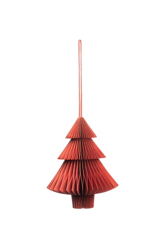 PAPER FOLDABLE HANGING ORNAMENT red tree small