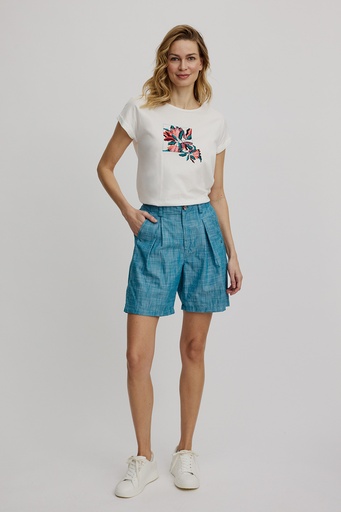 High Waist Shorts in Leinenoptik