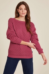 [W24C65] Patterned knit sweater (red violet)