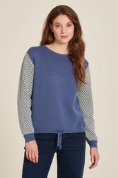 [W24C66] Short knitted sweater (indigo)