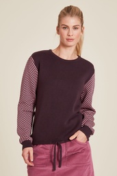 [W24C66] Short knitted sweater (plum)