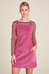 [W24E81] Corduroy dungaree dress (red violet)