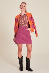 [W24F80] Corduroy mini skirt (red violet)