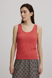 [S25C60] Ajour knitted top (coral)