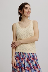 [S25C60] Ajour knitted top (soft white)