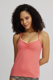 [S25U04] Spaghetti top with lace (coral)