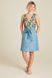 [S25F50] Mini skirt in linen look (teal)