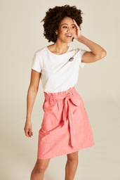 [S25F50] Mini skirt in linen look (coral)