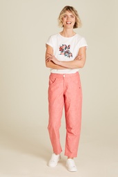 [S25G53] Joggers in linen look (coral)