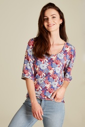 [S25C151] Lockeres Shirt aus EcoVero™ Viskose (blue bloom)