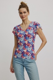 [S25C152] Feminine shirt made of EcoVero™ viscose (blue bloom)