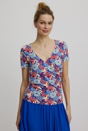 [S25C153] Shirt in wrap look (blue bloom)