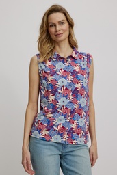 [S25C154] Feminine blouse made of EcoVero™ viscose (blue bloom)