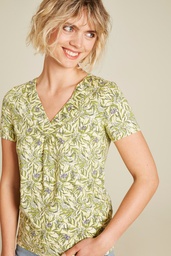 [S25C09] Jersey-Shirt mit V-Ausschnitt (summer leafs)